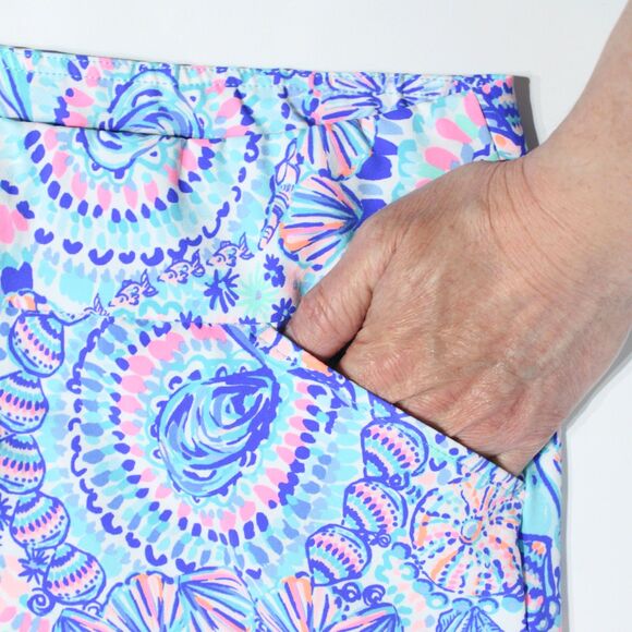 Lilly Pulitzer Luxletic Shorts Blue Purple Pink Shells Nautical Women Size 14 - Picture 6 of 14